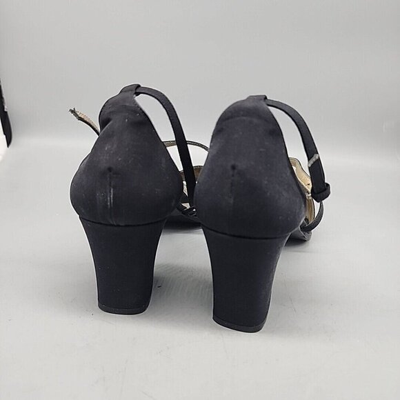 yves saint laurent Leather women's 9.5 black block heel strappy shoe open toe - Picture 5 of 8